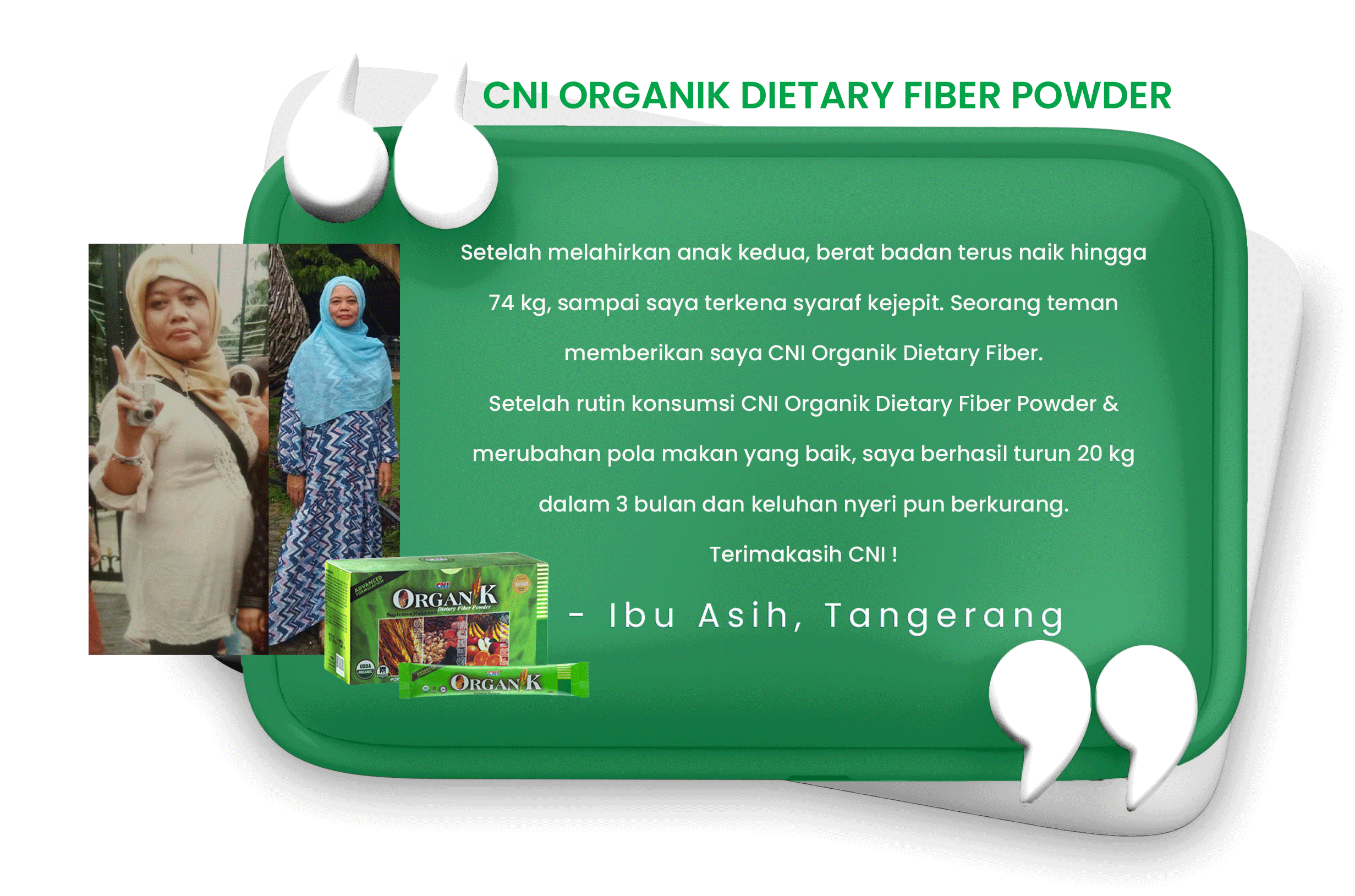 Testimoni Organik Dietary Fiber Powder