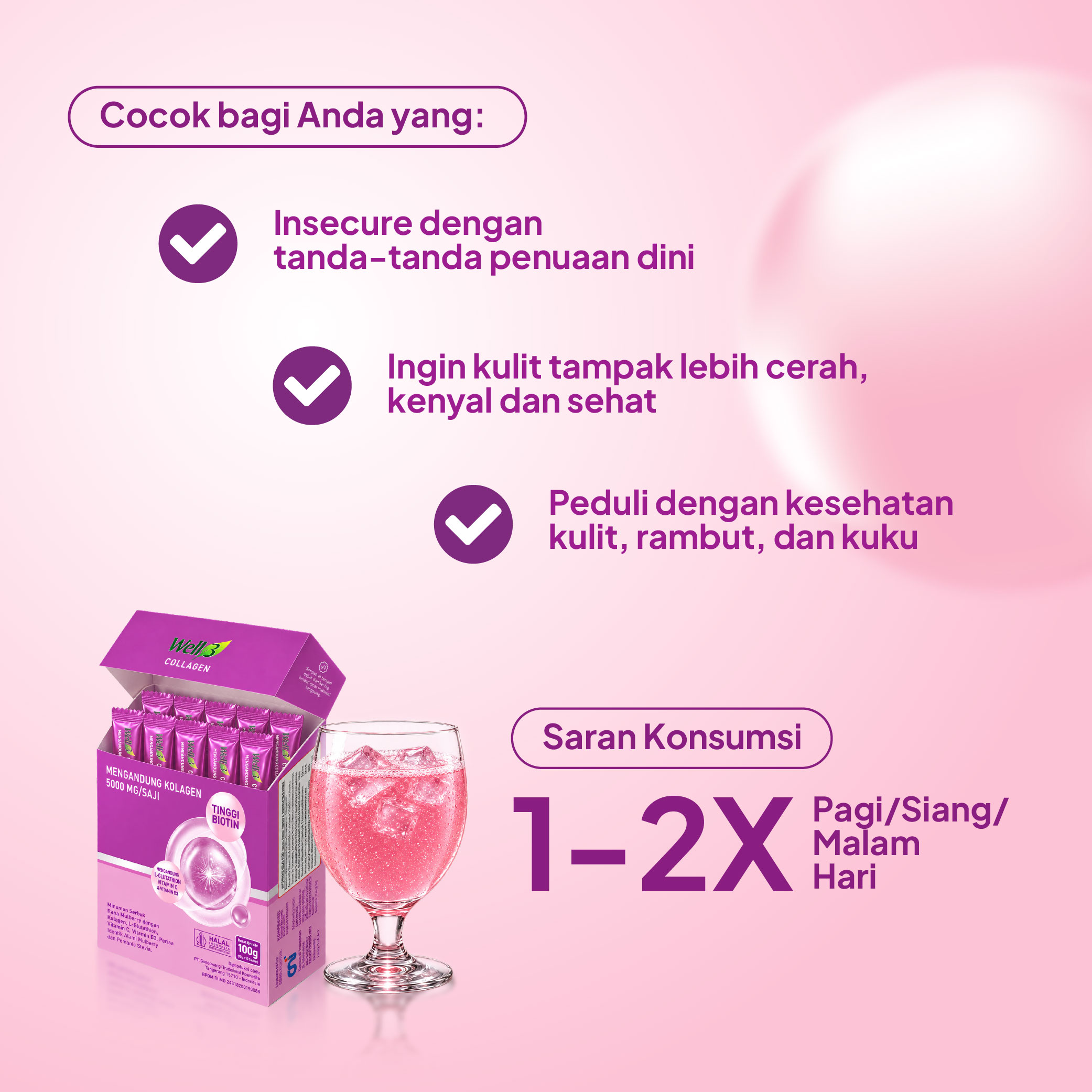 cara minum Well3 Collagen Tripeptide
